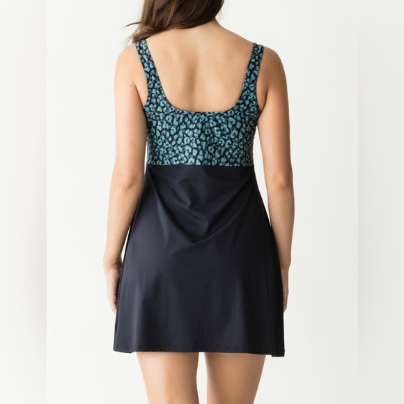 Prima Donna Swim Sherry Dress Navy Blue Aqua Mixed Animal Cheetah Print Resort - Picture 3 of 12
